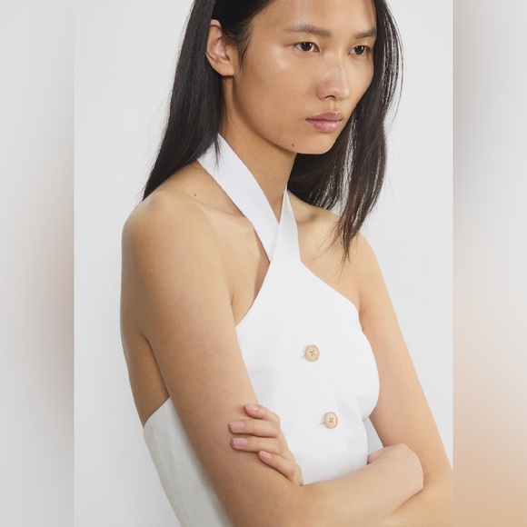 NWT Aritzia Wilfred CruiseLinen™ Lisbon Vest White Size 6 Slim-fit linen halter - Picture 6 of 16